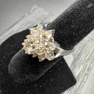 Diamond Cluster Dinner Ring 14K