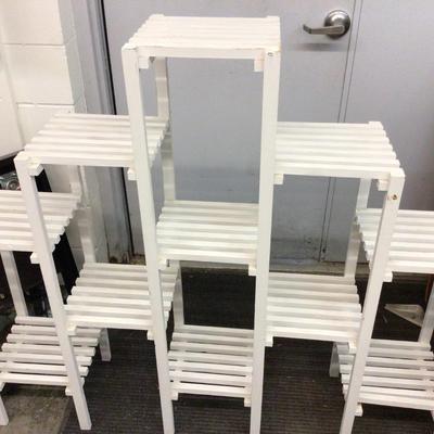 White 5 Tiered Wood Plant Stand
