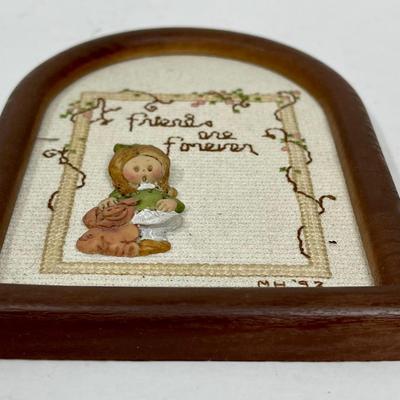“Friends are Forever” vintage Cross-stitch saying and 3D girl - framed