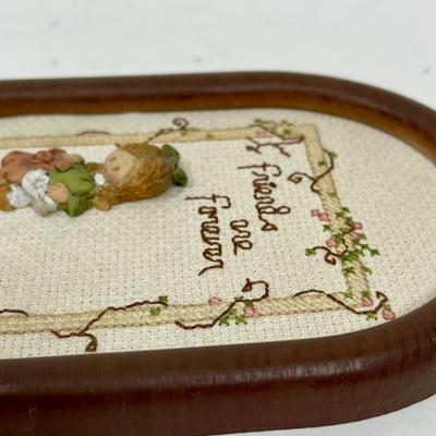 “Friends are Forever” vintage Cross-stitch saying and 3D girl - framed