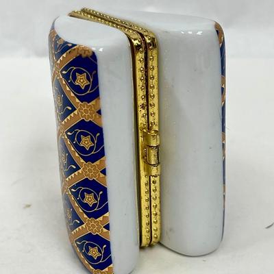 Purse Shaped Porcelain Trinket Box - broken hinge