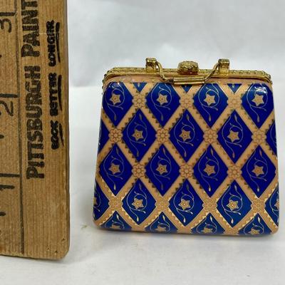 Purse Shaped Porcelain Trinket Box - broken hinge
