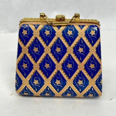 Purse Shaped Porcelain Trinket Box - broken hinge