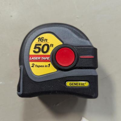New General Tools 2-in-1 Laser Tape Measure LCD Digital Display 50 Ft Laser 16 Ft