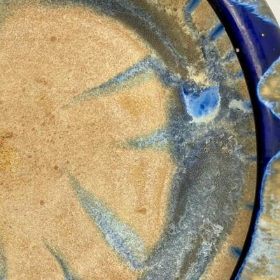 Large Centerpiece Bowl - Belgium Pottery Cobalt Blue Drip Glaze