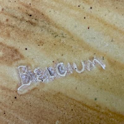 Large Centerpiece Bowl - Belgium Pottery Cobalt Blue Drip Glaze