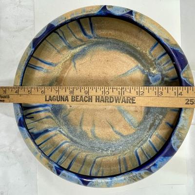 Large Centerpiece Bowl - Belgium Pottery Cobalt Blue Drip Glaze