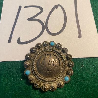 Antique 900 Silver Dot Brooch- Needs Repair