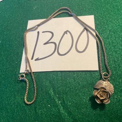Antique 950 Fine Silver Rose Necklace