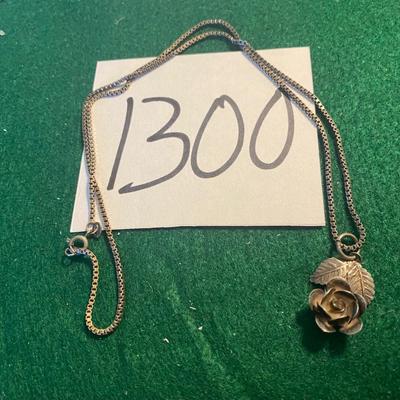 Antique 950 Fine Silver Rose Necklace