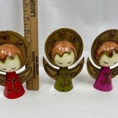 3 Vintage Papier Mache Angel Figurine Ornaments Japan
