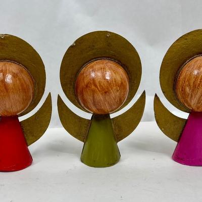 3 Vintage Papier Mache Angel Figurine Ornaments Japan