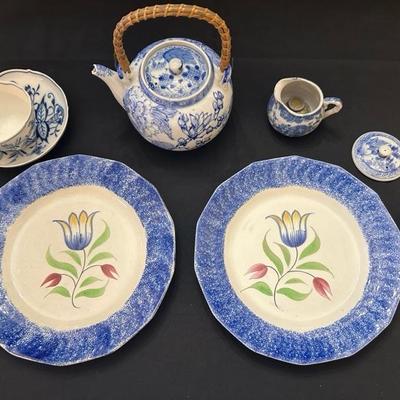 Lot of Micellaneous Blue Pattern Dishes