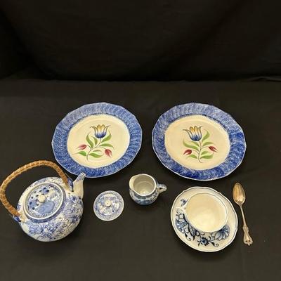 Lot of Micellaneous Blue Pattern Dishes