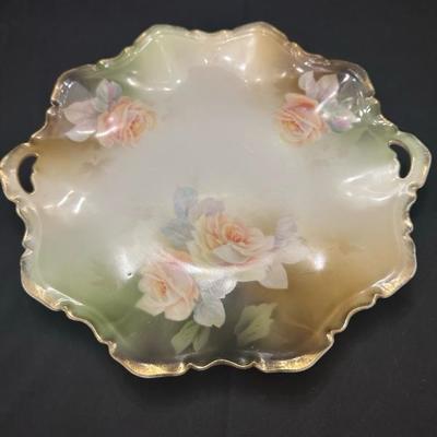 RS Prussia Floral Plate and 3 Floral Patterned Dishes