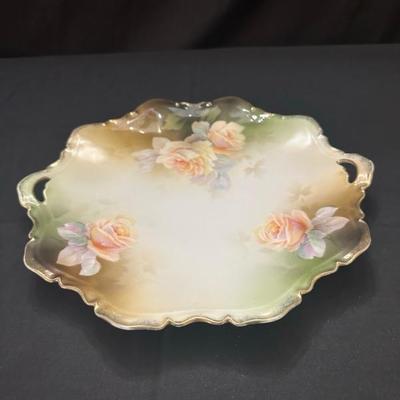 RS Prussia Floral Plate and 3 Floral Patterned Dishes