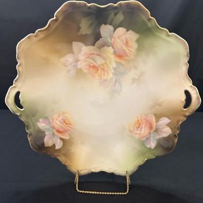 RS Prussia Floral Plate and 3 Floral Patterned Dishes