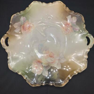 RS Prussia Floral Plate and 3 Floral Patterned Dishes