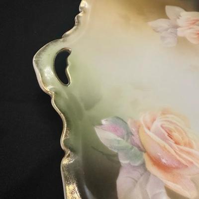 RS Prussia Floral Plate and 3 Floral Patterned Dishes