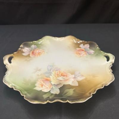 RS Prussia Floral Plate and 3 Floral Patterned Dishes