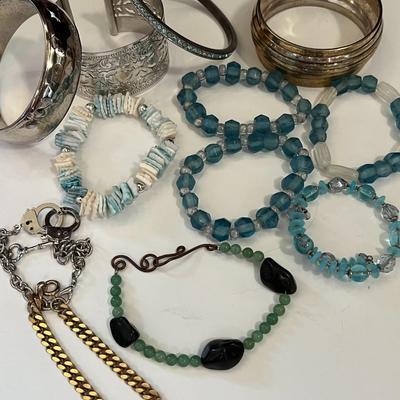 Various 1970's Glass Bead & Metal Bracelets