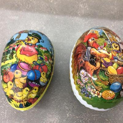 Paper Mache Large Eggs in Chick Square Bowl.