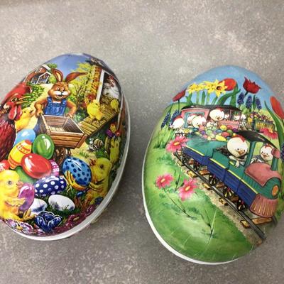 Paper Mache Large Eggs in Chick Square Bowl.