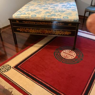 Japanned bed hand-painted in black and gold lacquer