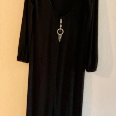 Black dress with silver and rhinestone decoration
