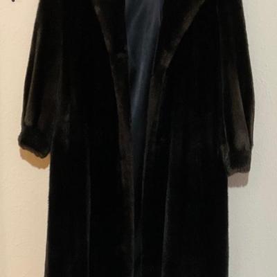 Black faux mink fur coat full length
