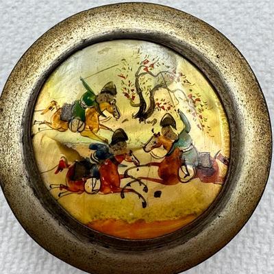 Vintage Hand Painted Round Trinket Box with Lid