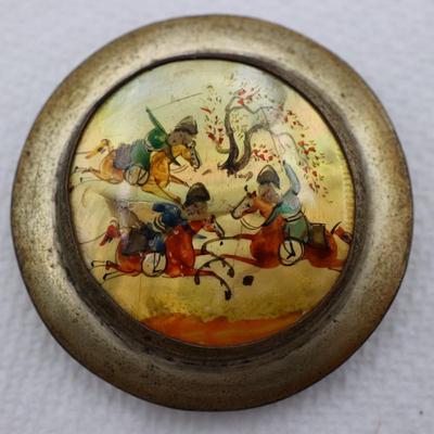 Vintage Hand Painted Round Trinket Box with Lid