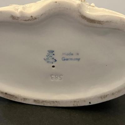 German Porcelain Lace Figurine & Cameo Trinket Dish