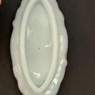 German Porcelain Lace Figurine & Cameo Trinket Dish