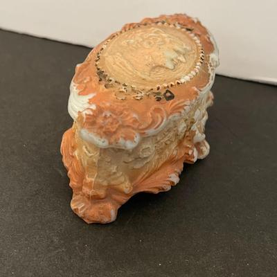 German Porcelain Lace Figurine & Cameo Trinket Dish