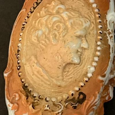 German Porcelain Lace Figurine & Cameo Trinket Dish