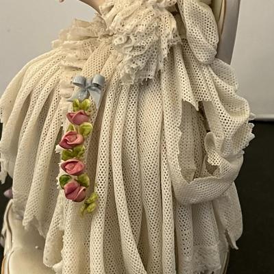 German Porcelain Lace Figurine & Cameo Trinket Dish