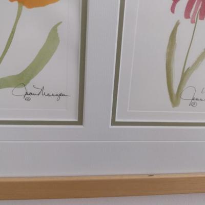 Pair of Triple Panel Framed Art Watercolors by Joan Morgan