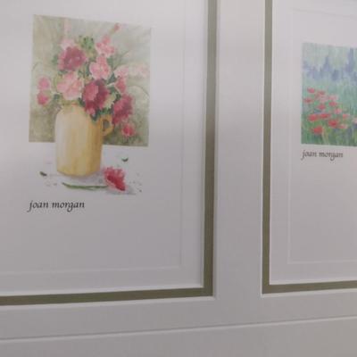 Pair of Triple Panel Framed Art Watercolors by Joan Morgan
