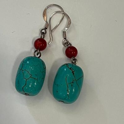 Vintage Glass Bead Rope Necklaces and Stone Earrings