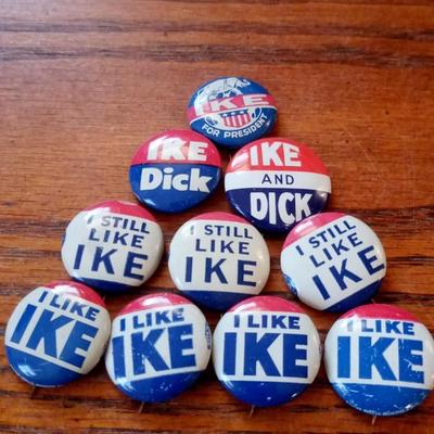 LOT 8 TEN OLD IKE POLITICAL PINS