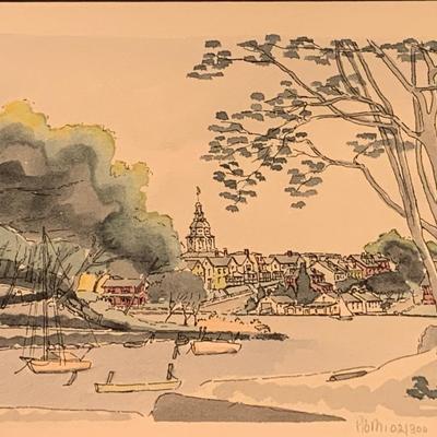 Signed / Numbered Annapolis Watercolor Framed
