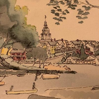 Signed / Numbered Annapolis Watercolor Framed