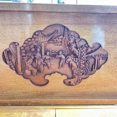 1425 Vintage Handcarved Mahogany Asian Bar Cabinet
