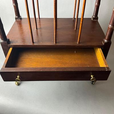 1429 Mahogany Single Drawer Canterbury on Wheels