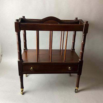 1429 Mahogany Single Drawer Canterbury on Wheels