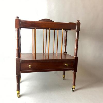 1429 Mahogany Single Drawer Canterbury on Wheels