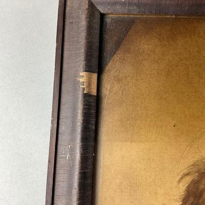1430 After Raffaello Sanzio "THe Sistine Madonna" Print in Mahogany Veneered Wood Frame