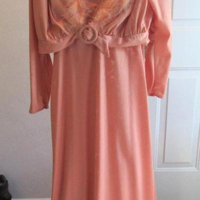 Vintage 1970's Ladies Formal Dress With Hooded Short Jacket