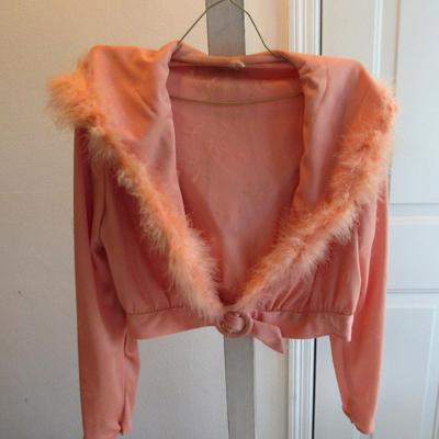 Vintage 1970's Ladies Formal Dress With Hooded Short Jacket